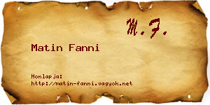 Matin Fanni névjegykártya